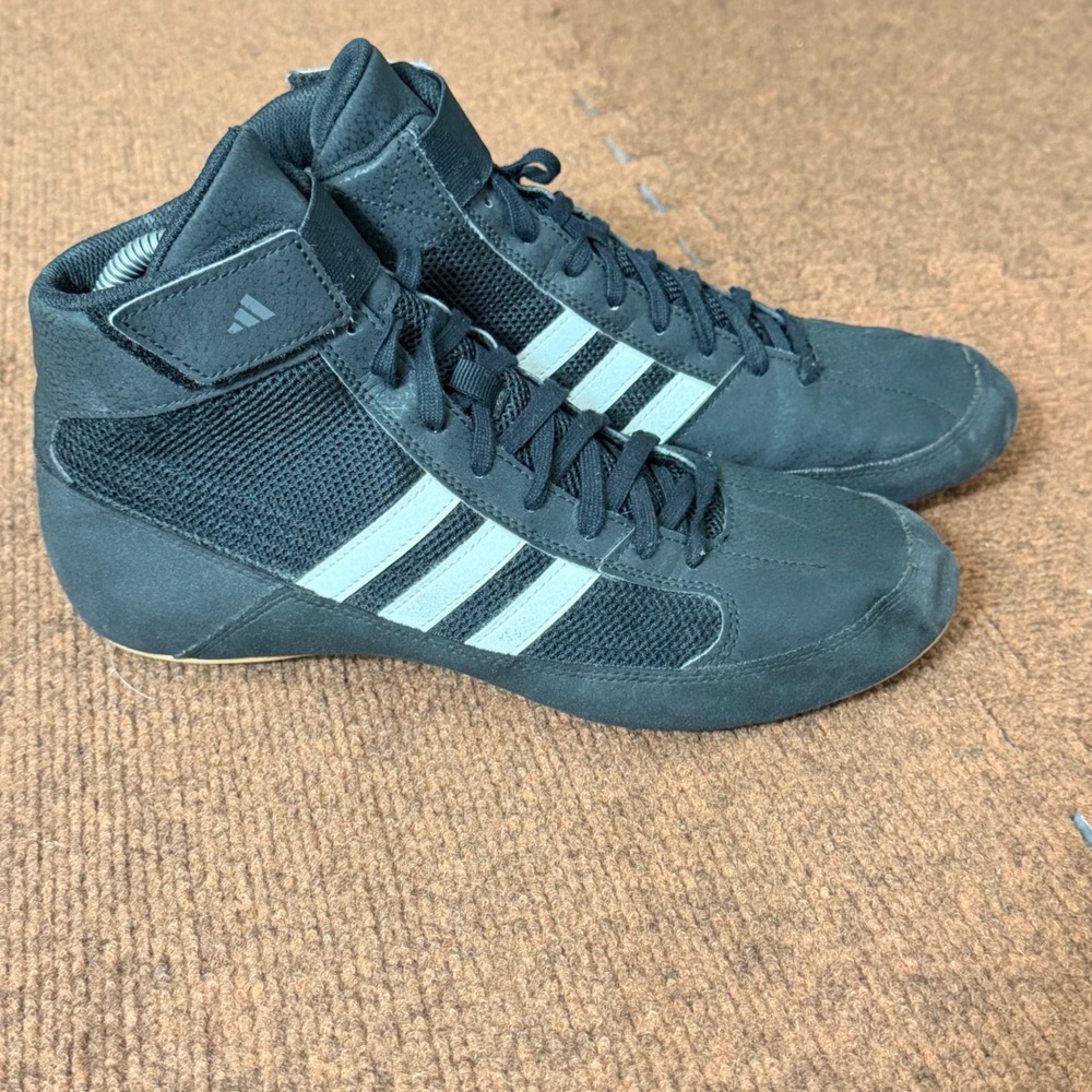 Adidas HVC 2 Wrestling Shoes Mens 8.5 Black White Combat Boxing AQ3325 A+ condit